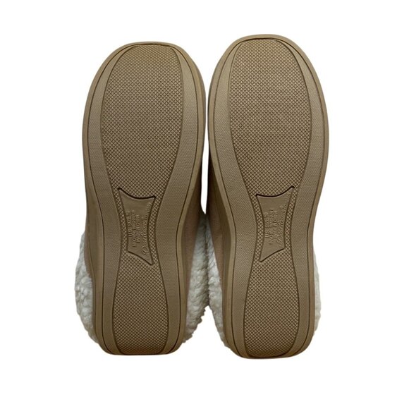 Dearfoams Womens Tan Suede-Like Faux Fur Lining Slip-On Slippers Clogs Sz 10 - Picture 9 of 9